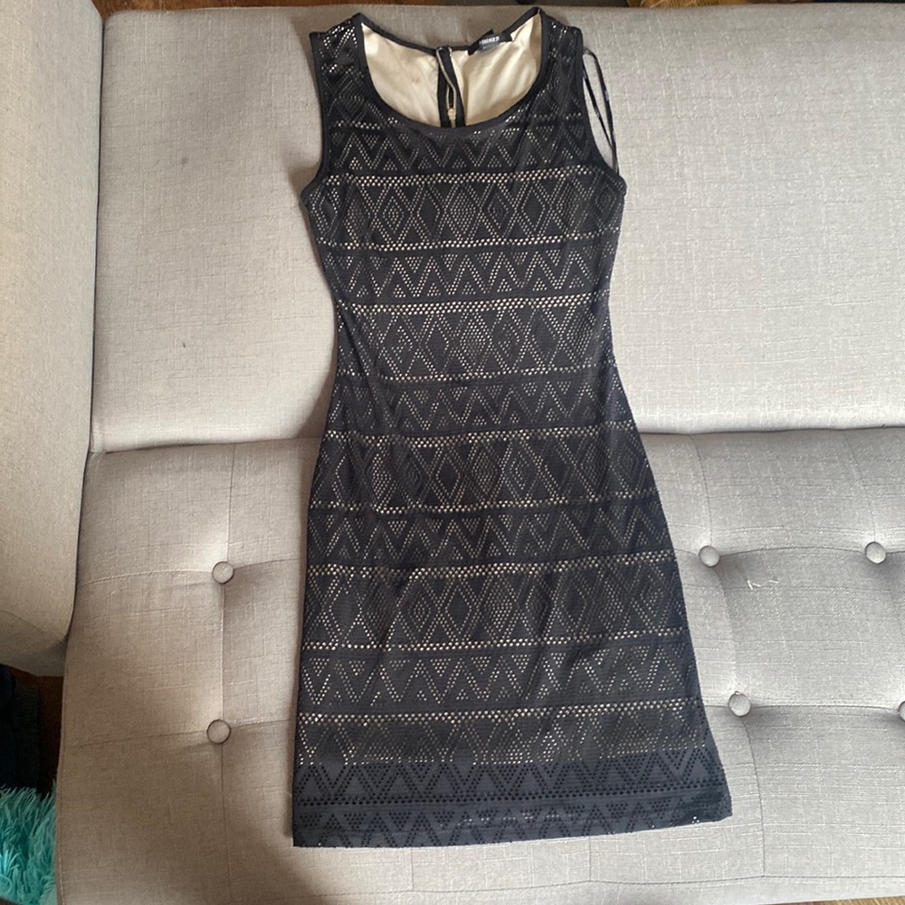 Black and nude bodycon dress